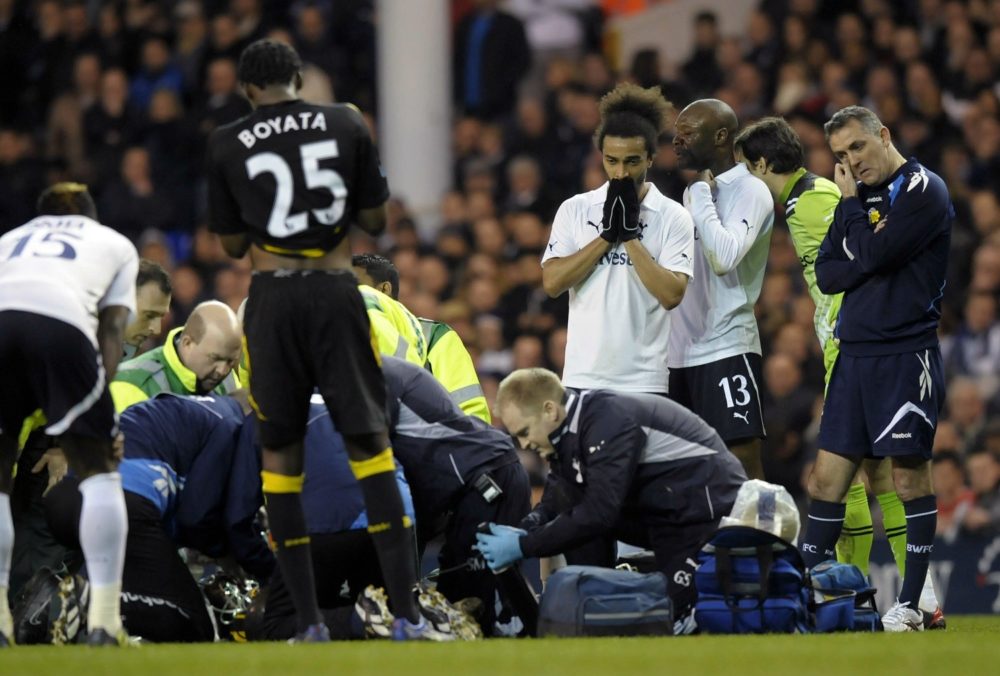 Once tipped to replace Arsene Wenger, Owen Coyle joins Jamshedpur FC 6 Bolton Wanderer's manager Owen Coyle (R) stands beside Tottenham and Bolton players as English midfielder Fabrice Muamba is treated by medical staff after collapsing during the English FA Cup quarter-final football match between Tottenham Hotspur and Bolton Wanderers at White Hart Lane in north London, England on March 17, 2012. The game was abandoned at half-time as Muamba was taken to hospital. AFP PHOTO/OLLY GREENWOOD
