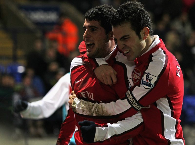 Former Arsenal youngster signs for 9th club since pushing to leave 3 BOLTON, ENGLAND - JANUARY 17: Fran Merida of Arsenal celebrates scoring his team's second goal with team mate Cesc Fabregas (R) during the Barclays Premier League match between Bolton Wanderers and Arsenal at the Reebok Stadium on January 17, 2010 in Bolton, England. (Photo by Alex Livesey/Getty Images)