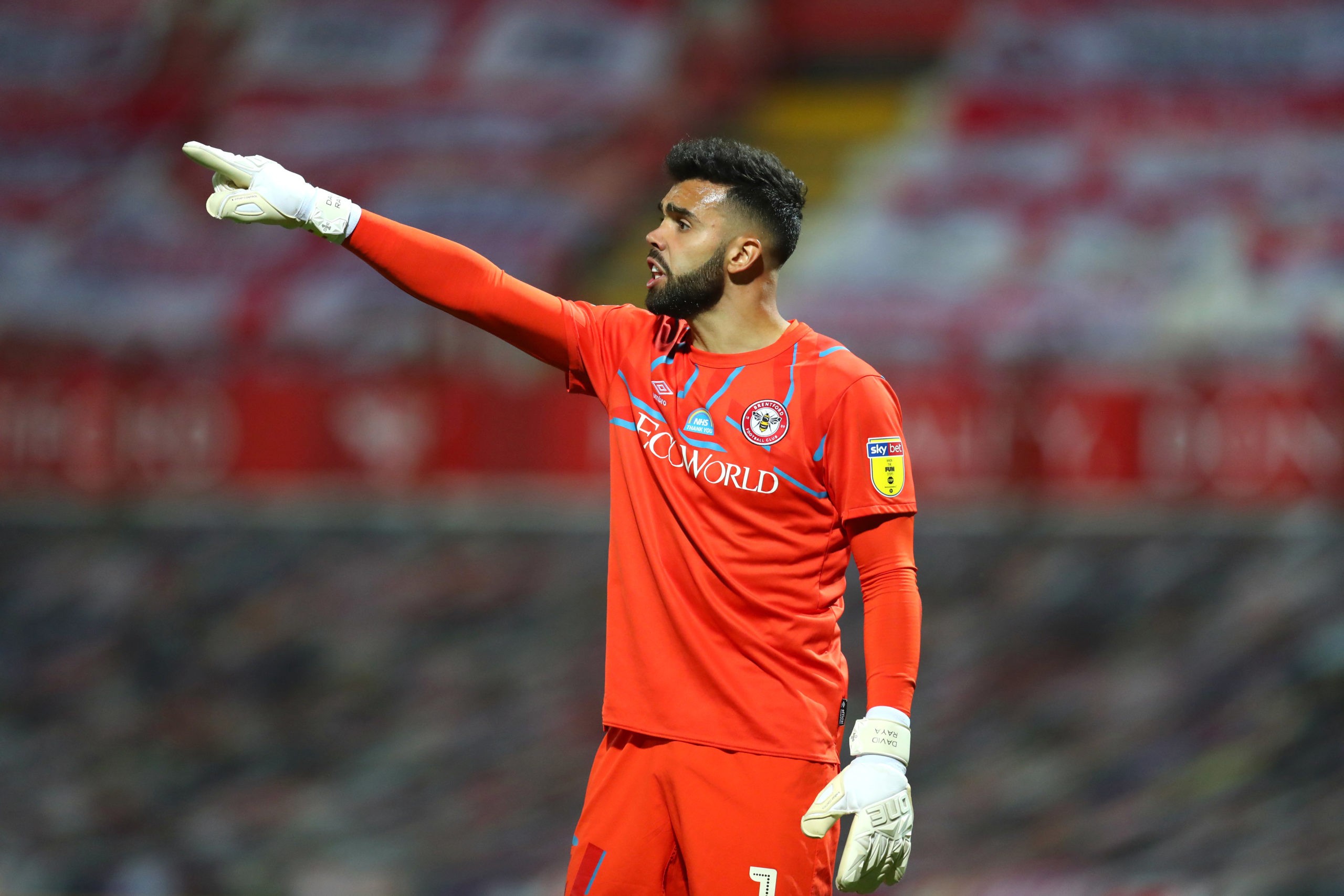 BRENTFORD, ENGLAND - JULY 29: David Raya of Brentford during the Sky Bet Championship Play Off Semi-final 2nd Leg match between Brentford and Swans...