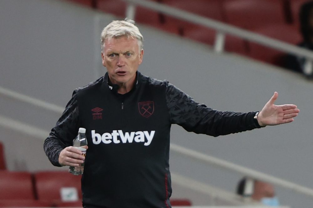 West Ham United's Scottish manager David Moyes gestures from the touchline during the English Premier League football match between Arsenal and Wes...