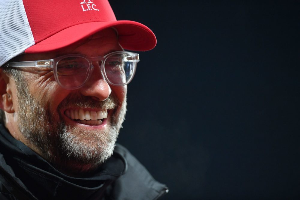 Liverpool's German manager Jurgen Klopp speaks during a television interview after the English Premier League football match between Liverpool and ...