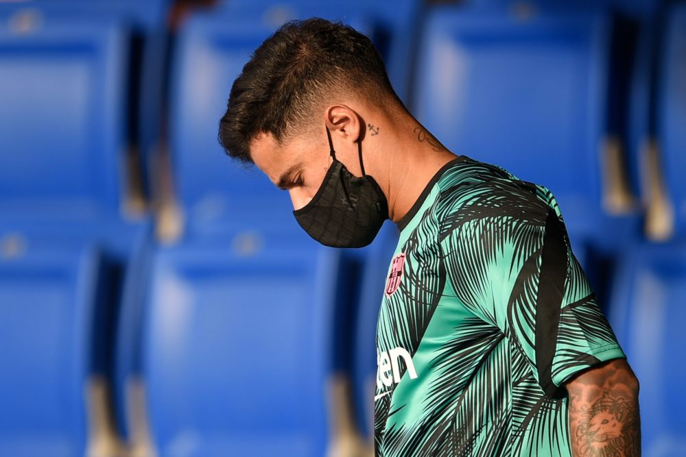 Barcelona's Brazilian midfielder Philippe Coutinho arrives for a friendly football match between FC Barcelona and Girona at the Johan Cruyff stadiu...