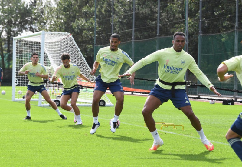 ST ALBANS, ENGLAND - SEPTEMBER 08: of Arsenal during a training session at London Colney on September 08, 2020 in St Albans, England. (Photo by Stu...