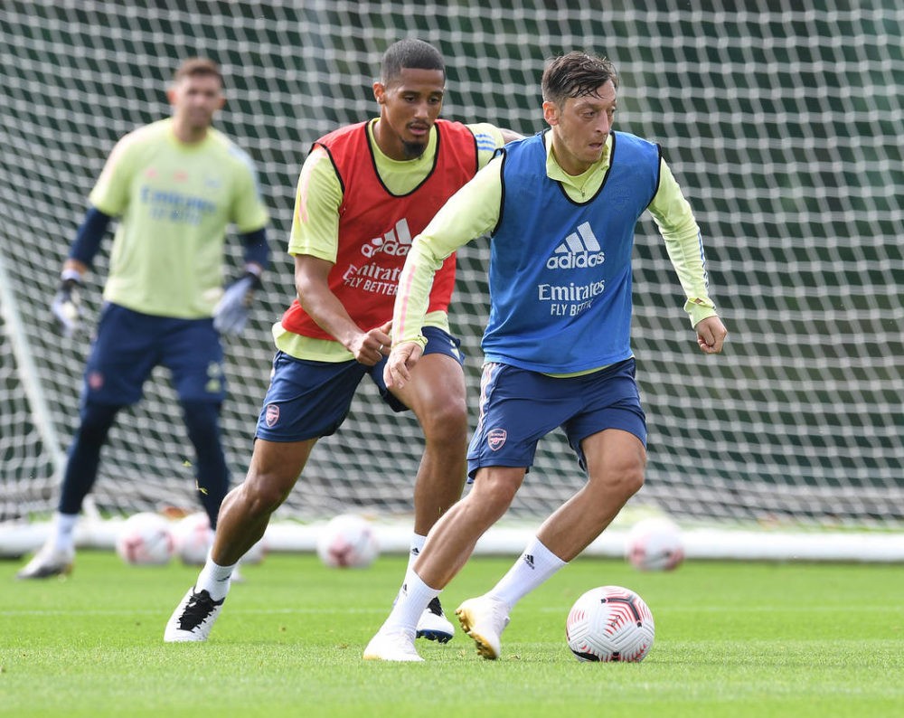 ST ALBANS, ENGLAND - SEPTEMBER 08: of Arsenal during a training session at London Colney on September 08, 2020 in St Albans, England. (Photo by Stu...
