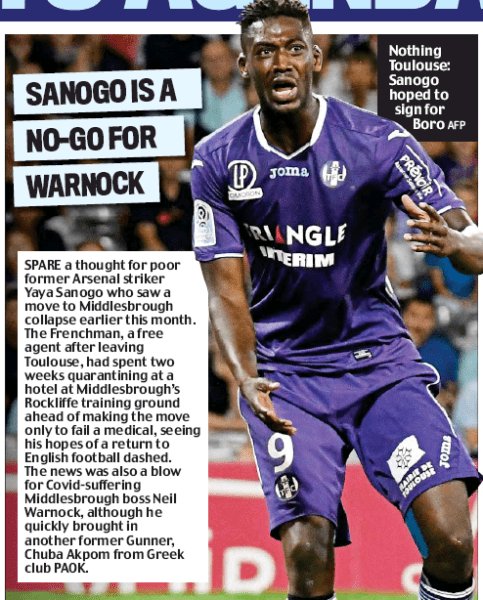 Yaya Sanogo fails Middlesbrough medical after quarantining for 2 weeks 3 Yaya Sanogo fails Middlesbrough medical