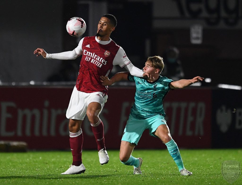 Saliba keen on France loan but could still stay if he gets games 2 William Saliba with the Arsenal u23s (Photo via David Price on Twitter)