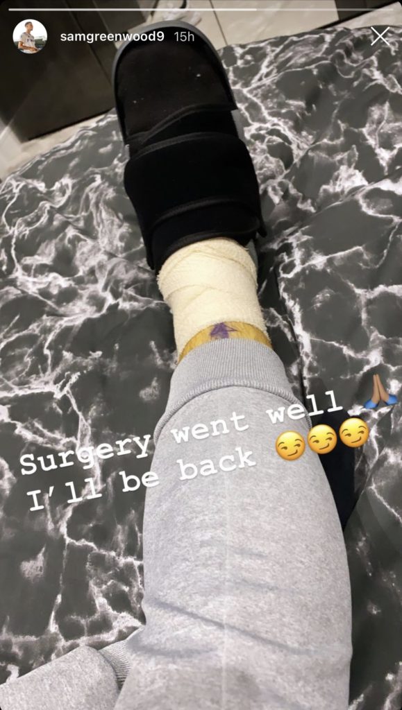 Greenwood injury requires surgery after strong Leeds start 2 Sam Greenwood injury update on his Instagram story