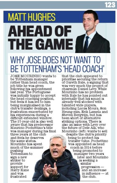 Jose Mourinho wants to follow Arsenal's Mikel Arteta lead 3 Daily Mail Saturday 3 October 2020