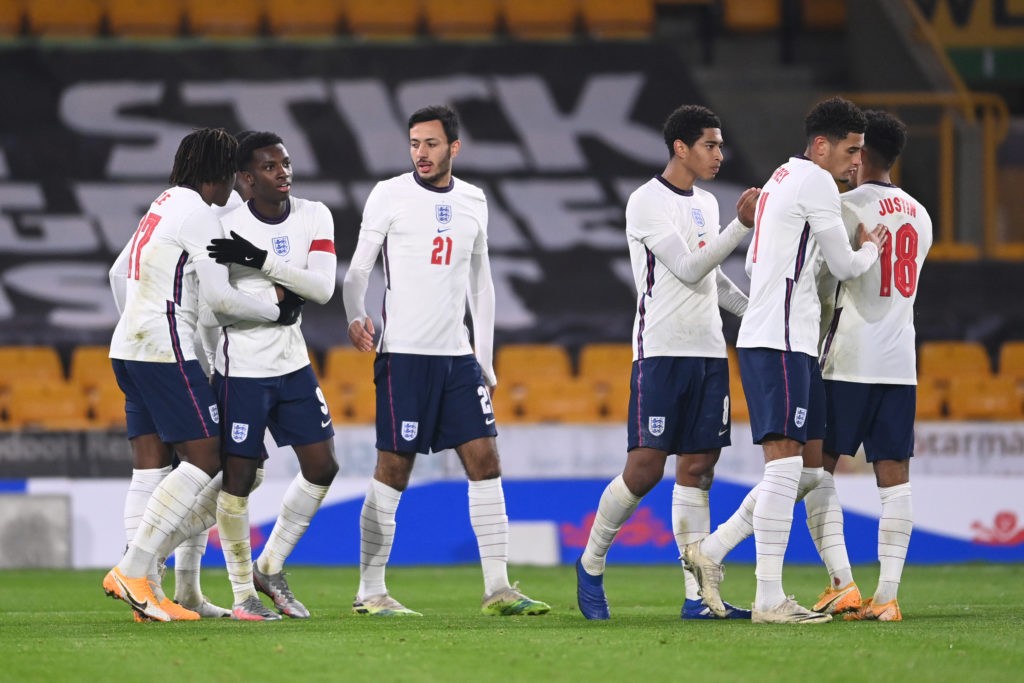 Video: Nketiah sets England u21 record - here's who he beat 2 WOLVERHAMPTON, ENGLAND - OCTOBER 13: Eddie Nketiah of England celebrates with team mates after making it 2-0 during the UEFA Euro Under 21 Qualifier match between England U21 and Turkey U21 at Molineux on October 13, 2020 in Wolverhampton, England. Sporting stadiums around the UK remain under strict restrictions due to the Coronavirus Pandemic as Government social distancing laws prohibit fans inside venues resulting in games being played behind closed doors. (Photo by Laurence Griffiths/Getty Images)
