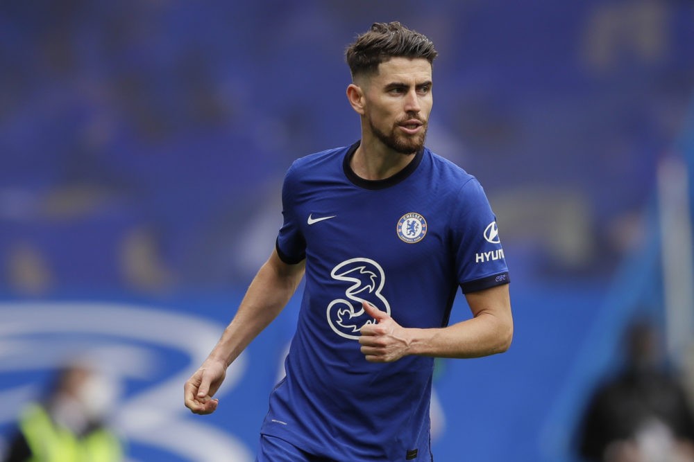 Chelsea's Italian midfielder Jorginho celebrates after taking the second penalty and scoring his team's fourth goal during the English Premier Leag...