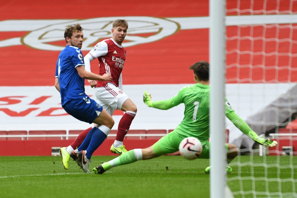 Emile Smith Rowe scores for the Arsenal u23s (Photo via Arsenal Academy on Twitter)