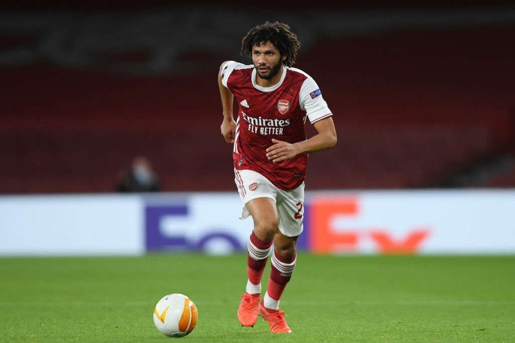 Mohamed Elneny in late talks over Arsenal exit 2 LONDON, ENGLAND - OCTOBER 29: Mohamed Elneny of Arsenal in action during the UEFA Europa League Group B stage match between Arsenal FC and Dundalk FC at Emirates Stadium on October 29, 2020 in London, England. Sporting stadiums around the UK remain under strict restrictions due to the Coronavirus Pandemic as Government social distancing laws prohibit fans inside venues resulting in games being played behind closed doors. (Photo by Mike Hewitt/Getty Images)