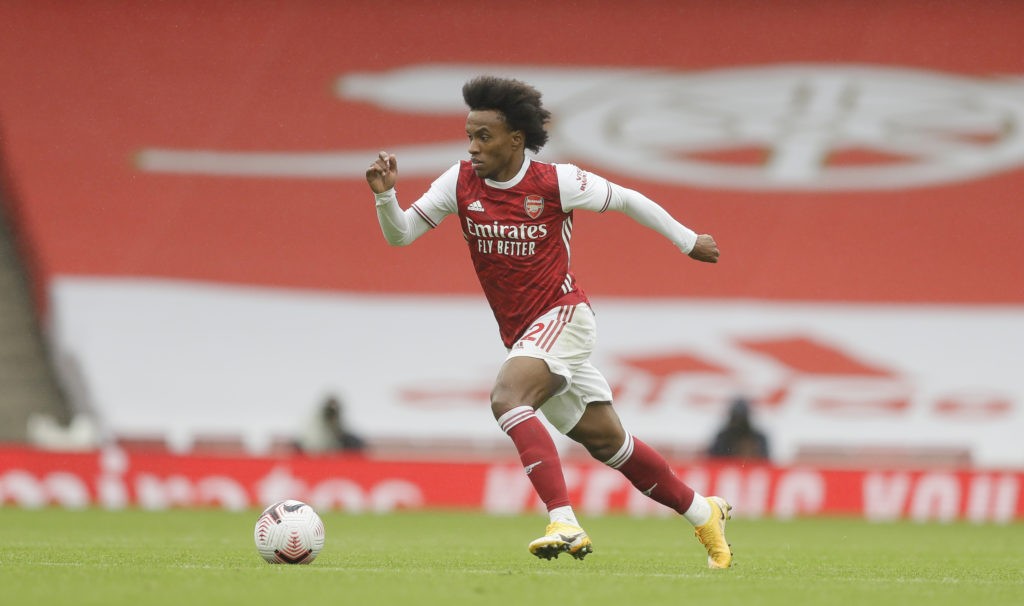 Willian not in Arsenal training after making Corinthians decision 2 LONDON, ENGLAND - OCTOBER 04: Willian of Arsenal in action during the Premier League match between Arsenal and Sheffield United at Emirates Stadium on October 04, 2020 in London, England. Sporting stadiums around the UK remain under strict restrictions due to the Coronavirus Pandemic as Government social distancing laws prohibit fans inside venues resulting in games being played behind closed doors. (Photo by Kirsty Wigglesworth - Pool/Getty Images)