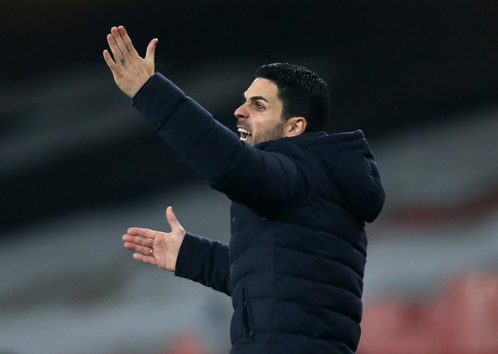 LONDON, ENGLAND - NOVEMBER 29: Mikel Arteta, Manager of Arsenal reacts during the Premier League match between Arsenal and Wolverhampton Wanderers ...