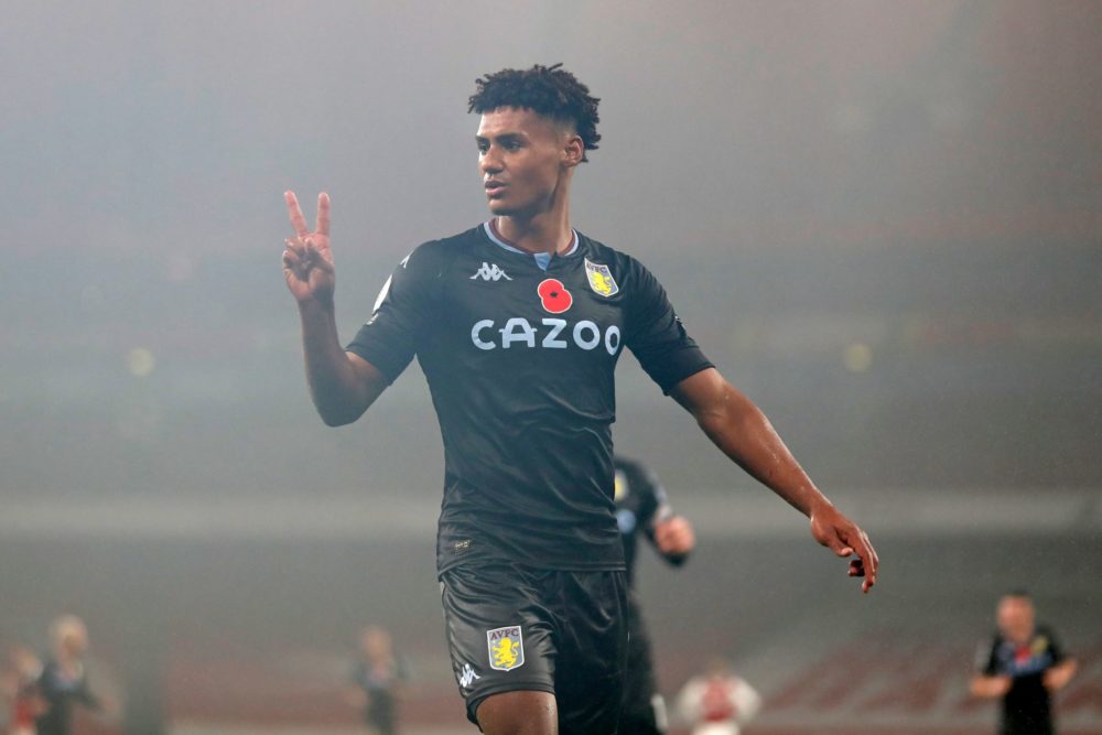 Aston Villa's English striker Ollie Watkins celebrates scoring his team's third goal during the English Premier League football match between Arsenal and Aston Villa at the Emirates Stadium in London on November 8, 2020. (Photo by Alastair Grant / POOL / AFP)
