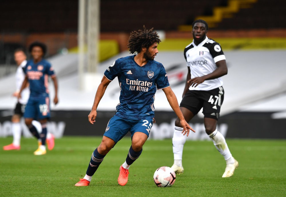 Mohamed Elneny available for Wolves 2 LONDON, ENGLAND - SEPTEMBER 12: Mohamed Elneny of Arsenal controls the ball during the Premier League match between Fulham and Arsenal at Craven Cottage on September 12, 2020 in London, England. (Photo by Ben Stansall - Pool/Getty Images)