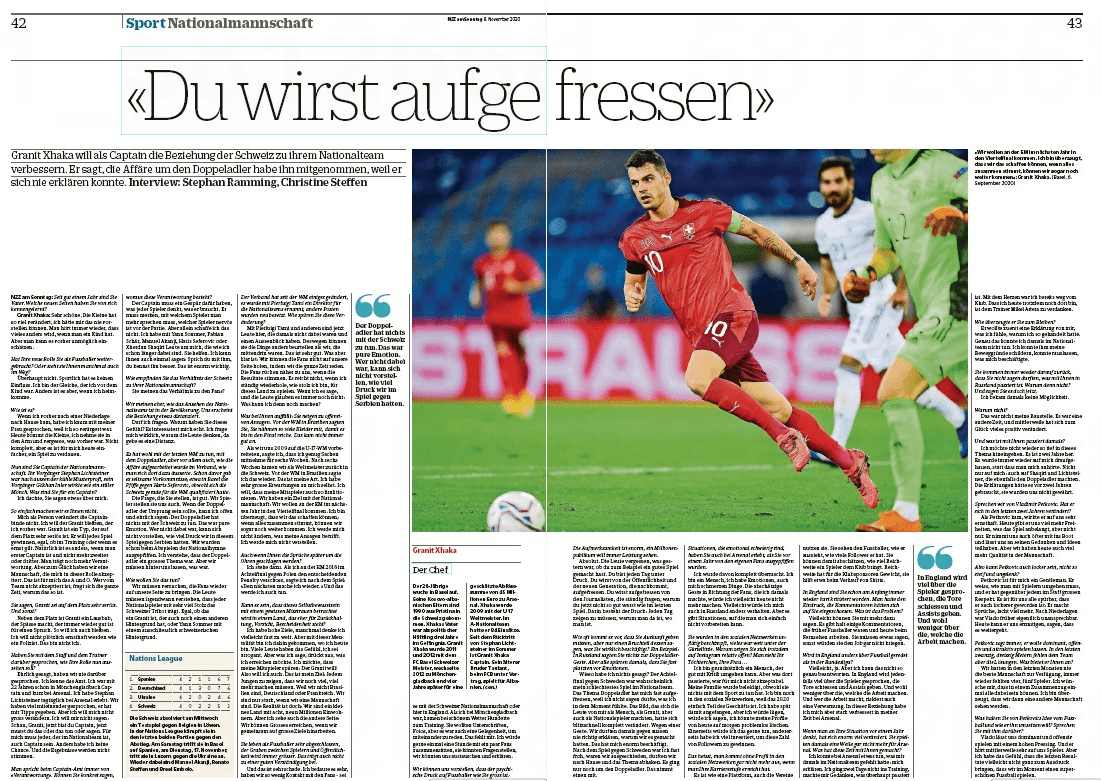 Arteta asked for an explanation, in my heart I'd already left 3 Granit Xhaka in Neue Zurcher Zeitung