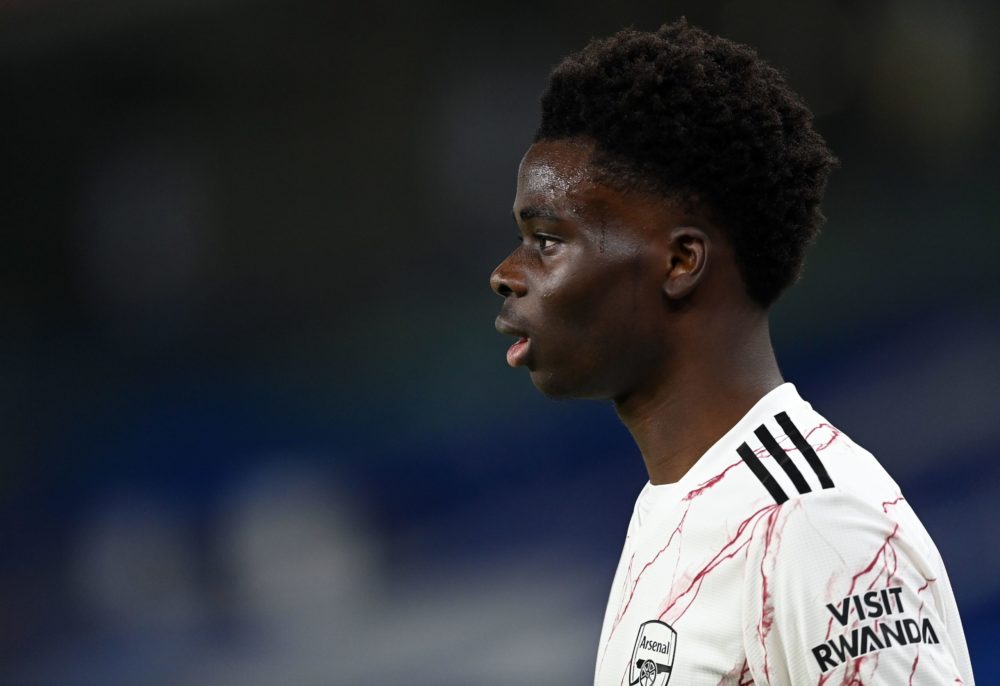 Arsenal's English striker Bukayo Saka during the English Premier League football match between Brighton and Hove Albion and Arsenal at the American Express Community Stadium in Brighton, southern England on December 29, 2020. (Photo by NEIL HALL / POOL / AFP)