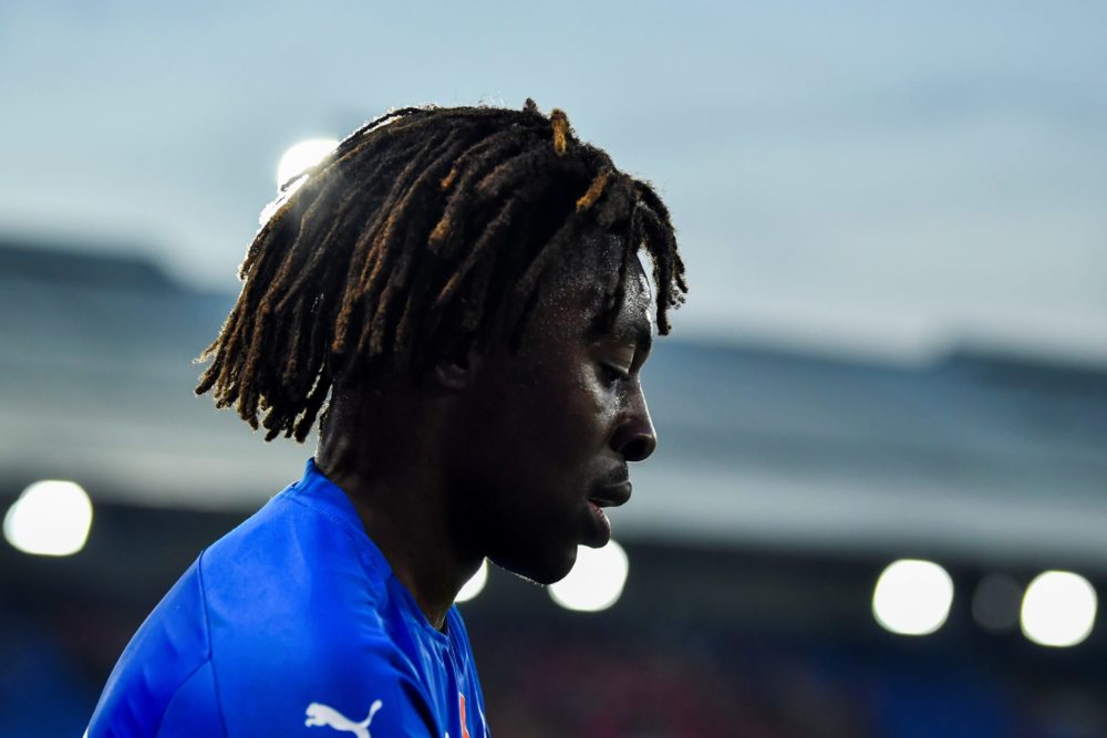 Crystal Palace's English midfielder Eberechi Eze plays during the English Premier League football match between Crystal Palace and Leeds United at ...