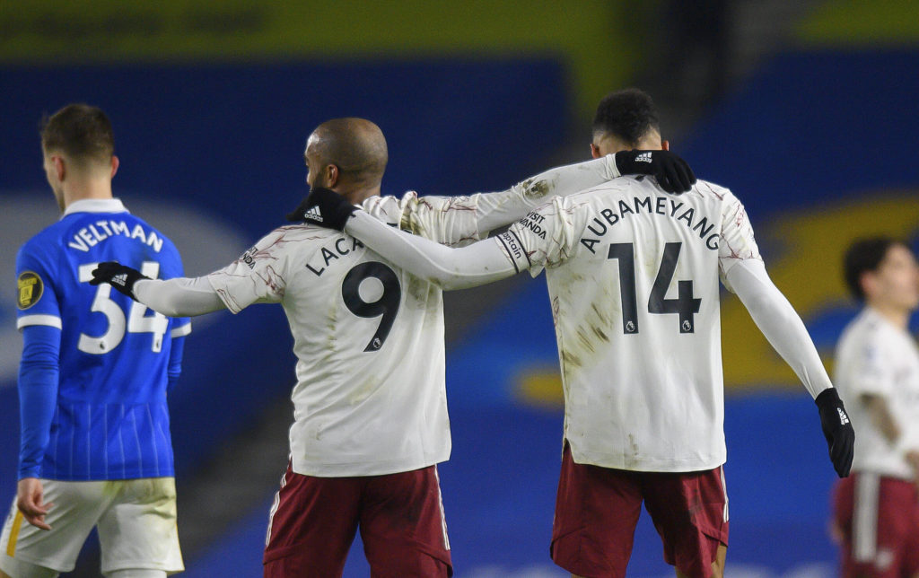 Tierney and 3 others may make shock early return vs Villarreal 2 Brighton and Hove Albion v Arsenal - Premier League - AMEX Stadium Arsenal s Pierre-Emerick Aubameyang and Alexandre Lacazette Copyright: Mark Pain