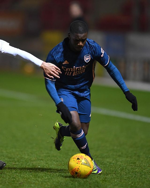 Nathan Butler-Oyedeji playing for Arsenal (Photo via Butler-Oyedeji on Instagram)