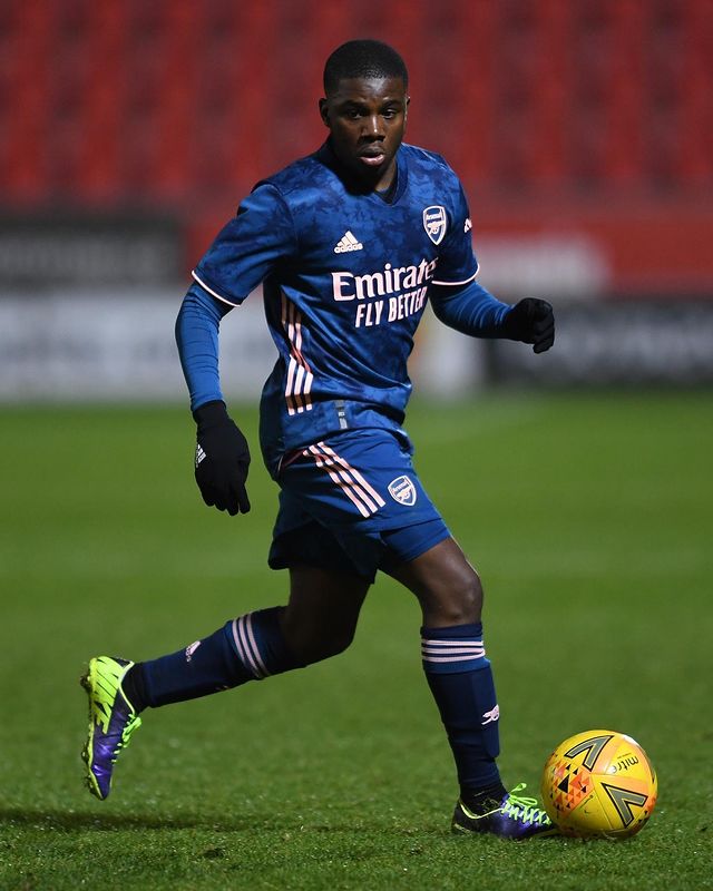 Nathan Butler-Oyedeji playing for Arsenal (Photo via Butler-Oyedeji on Instagram)