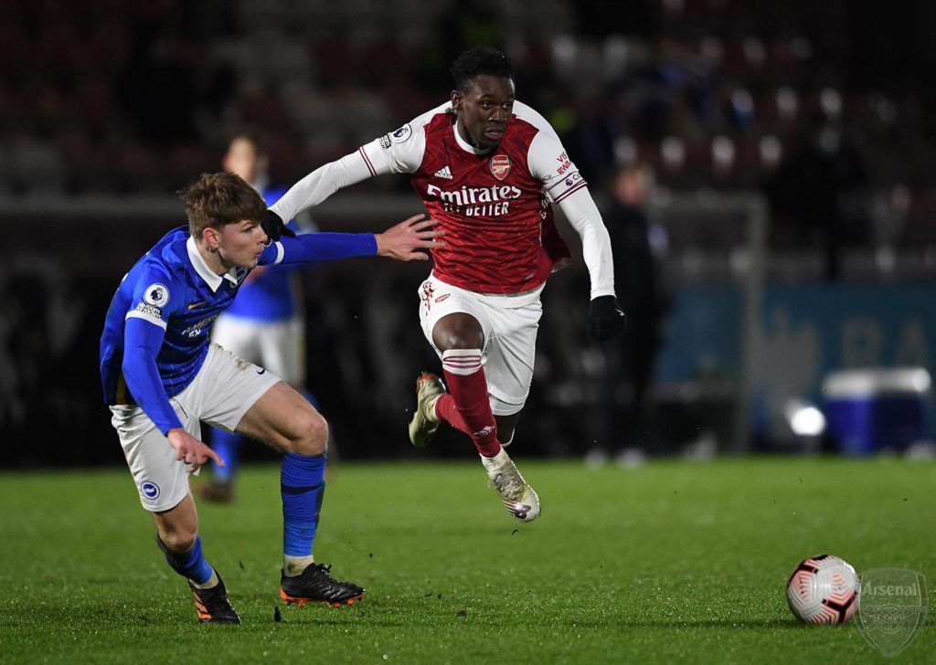 Folarin Balogun scores Arsenal hat-trick & provides assist in 5-0 u23 win 2 Folarin Balogun playing against Brighton u23s (Photo via David Price)