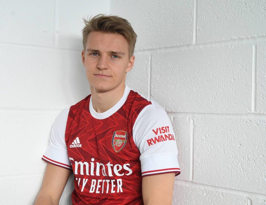Martin Odegaard's Arsenal shirt number 2 Martin Odegaard with Arsenal (Photo via Arsenal.com)