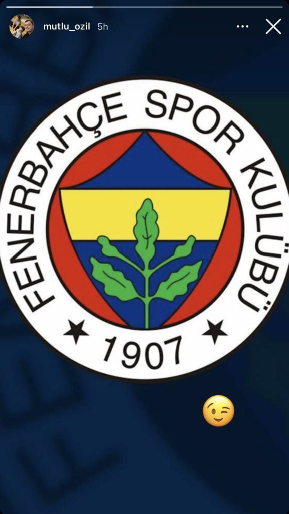 Fenerbahce badge posted on Mutlu Özil's Instagram story