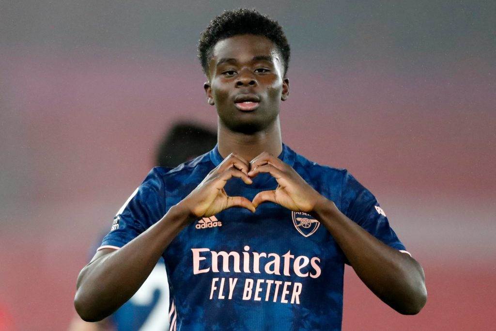 Saka returns: How Arsenal line up vs Wolves 6 Arsenal's English striker Bukayo Saka celebrates scoring his team's second goal during the English Premier League football match between Southampton and Arsenal at St Mary's Stadium in Southampton, southern England on January 26, 2021. (Photo by Frank Augstein / POOL / AFP)