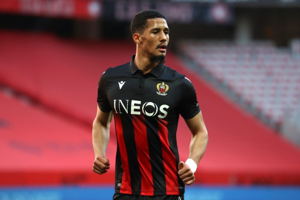 Nice's French defender William Saliba looks on during the French L1 football match between Nice and Bordeaux at the Allianz Riviera stadium in Nice...