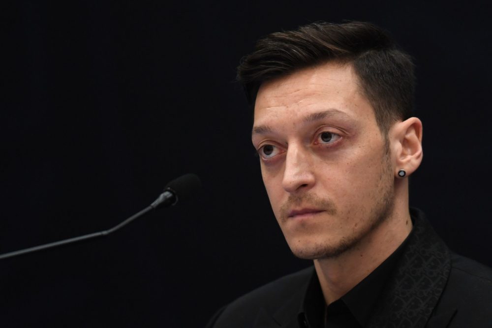 German midfielder Mesut Ozil gives a press conference after he signed his new three-and-a-half year contract with Turkish football club Fenerbahce ...