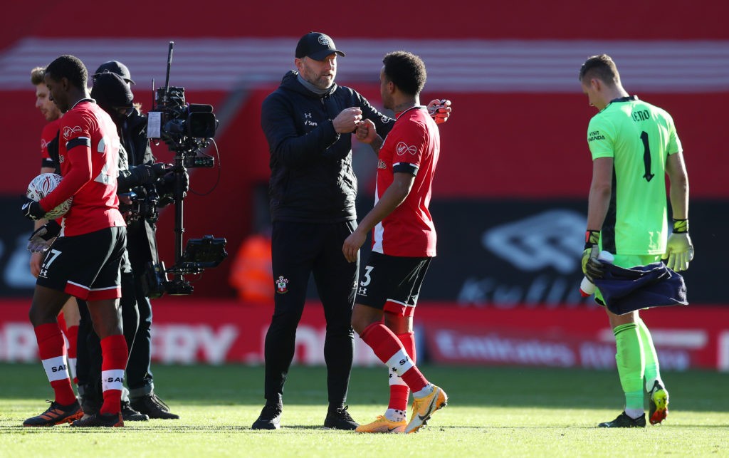 Arsenal want Ryan Bertrand on free transfer 2 SOUTHAMPTON, ENGLAND: Ralph Hasenhuttl, Manager of Southampton celebrates with Ryan Bertrand of Southampton following their side's victory after The Emirates FA Cup Fourth Round match between Southampton FC and Arsenal FC on January 23, 2021. (Photo by Catherine Ivill/Getty Images)