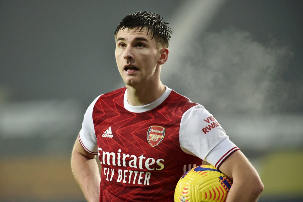 WEST BROMWICH, ENGLAND - JANUARY 02: Kieran Tierney of Arsenal looks on during the Premier League match between West Bromwich Albion and Arsenal at...