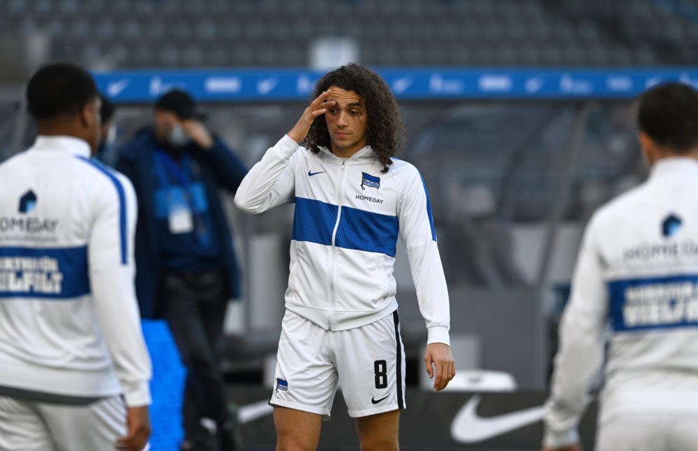 Hertha BSC - RB Leipzig, Matteo Guendouzi of Hertha BSC warming up, 21 02 2021, Copyright: Matthias Koch