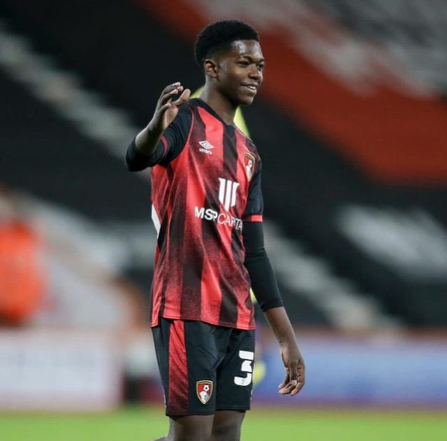 Ajani Burchall with AFC Bournemouth (Photo via Burchall on Instagram)