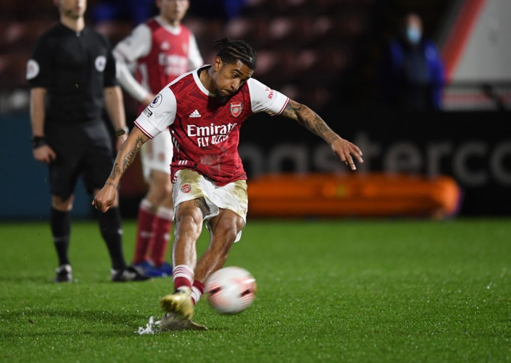Reiss Nelson with the Arsenal u23s at Meadow Park (Photo via Arsenal Academy on Twitter)
