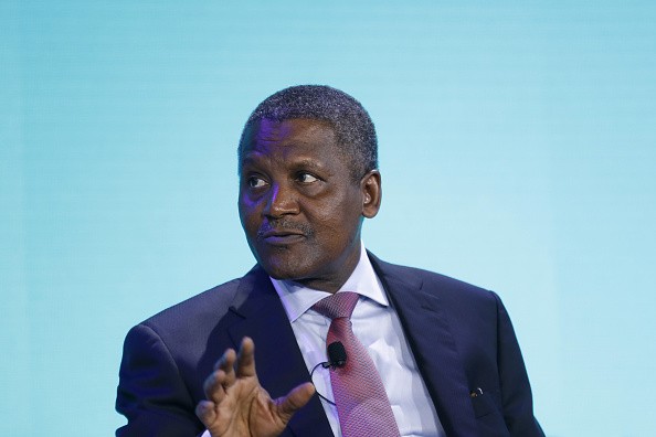 Aliko Dangote, president and chief executive officer of Dangote Group, speaks during a panel discussion at the Bloomberg New Economy Forum in Singa...