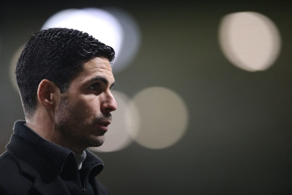 Arsenal's Spanish manager Mikel Arteta reacts at the final whistle during the English Premier League football match between Wolverhampton Wanderers...