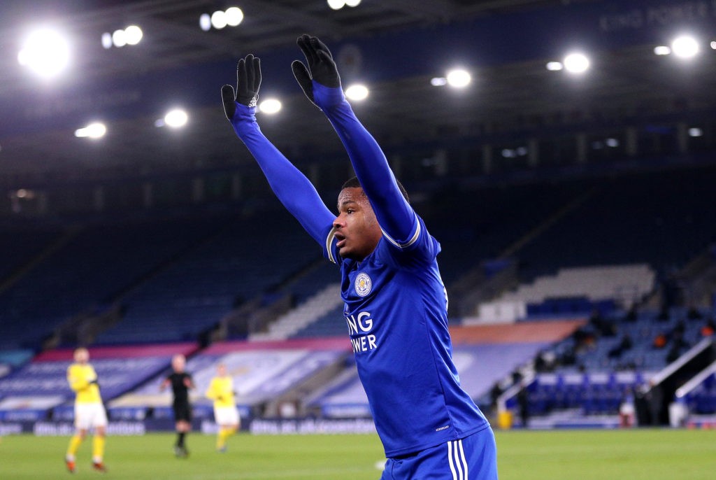 Arsenal graduate Vontae Daley-Campbell makes debut for Leicester City 2 LEICESTER, ENGLAND: Vontae Daley-Campbell of Leicester City reacts during The Emirates FA Cup Fifth Round match between Leicester City and Brighton And Hove Albion at The King Power Stadium on February 10, 2021. (Photo by Alex Pantling/Getty Images)