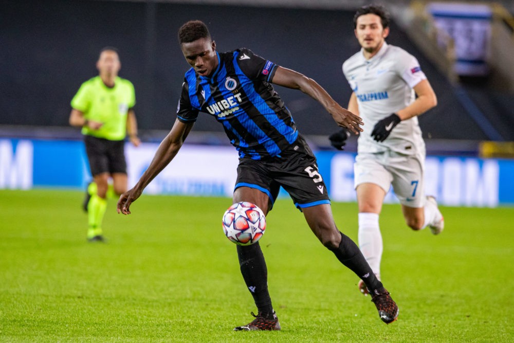 Club's Odilon Kossounou pictured in action during a soccer game between Belgian Club Brugge KV and Russian FC Zenit Saint Petersburg, Wednesday 02 ...
