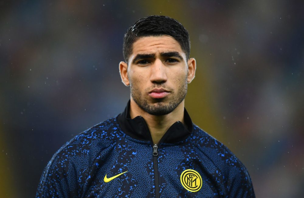 UDINE, ITALY: Achraf Hakimi of FC Internazionale looks on during the Serie A match between Udinese Calcio and FC Internazionale at Dacia Arena on J...