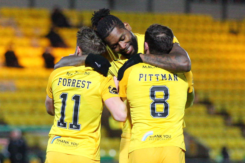 Livingston v Ross County Scottish Premiership 10/01/2021. GOAL 2-1 Alan Forrest of Livingston scores his sides second goal of the match during the ...