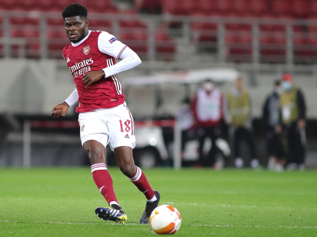 Thomas Partey of Arsenal during the UEFA Europa League match at Karaiskakis Stadium. Copyright: Yannis Halas