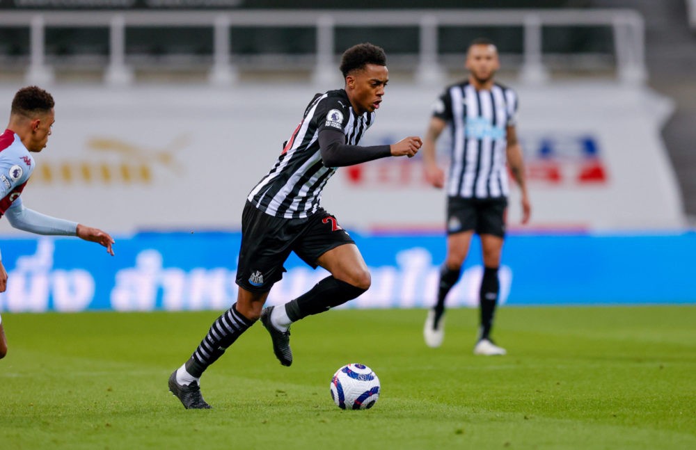 Newcastle United midfielder Joe Willock, on loan from Arsenal, during the Premier League match between Newcastle United and Aston Villa at St. Jame...