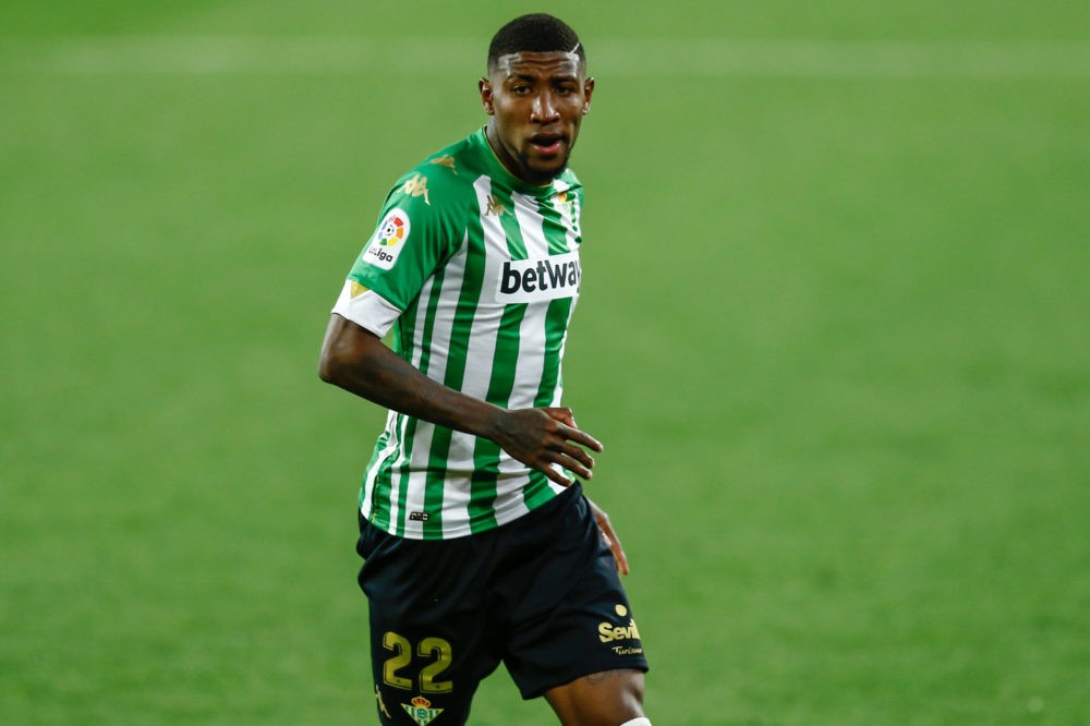 Emerson Royal of Real Betis during the La Liga match between Sevilla FC v Real Betis played at Sanchez Pizjuan Stadium on March 14, 2021 in Sevilla...