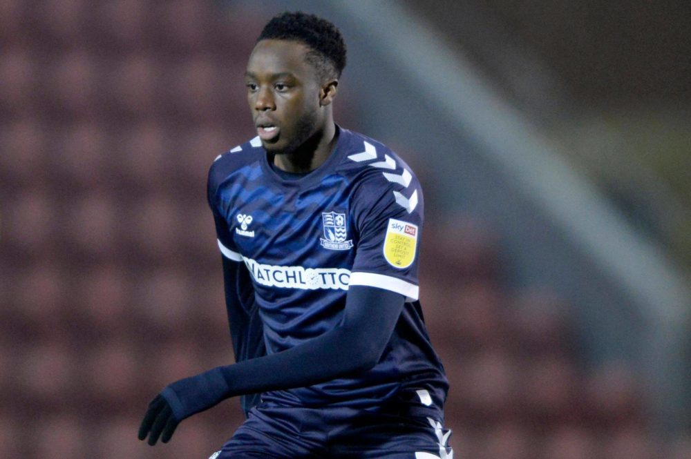 James Olayinka of Southend United in action during Sky Bet League Two match between Leyton Orient and Southend United at The Breyer Group Stadium i...