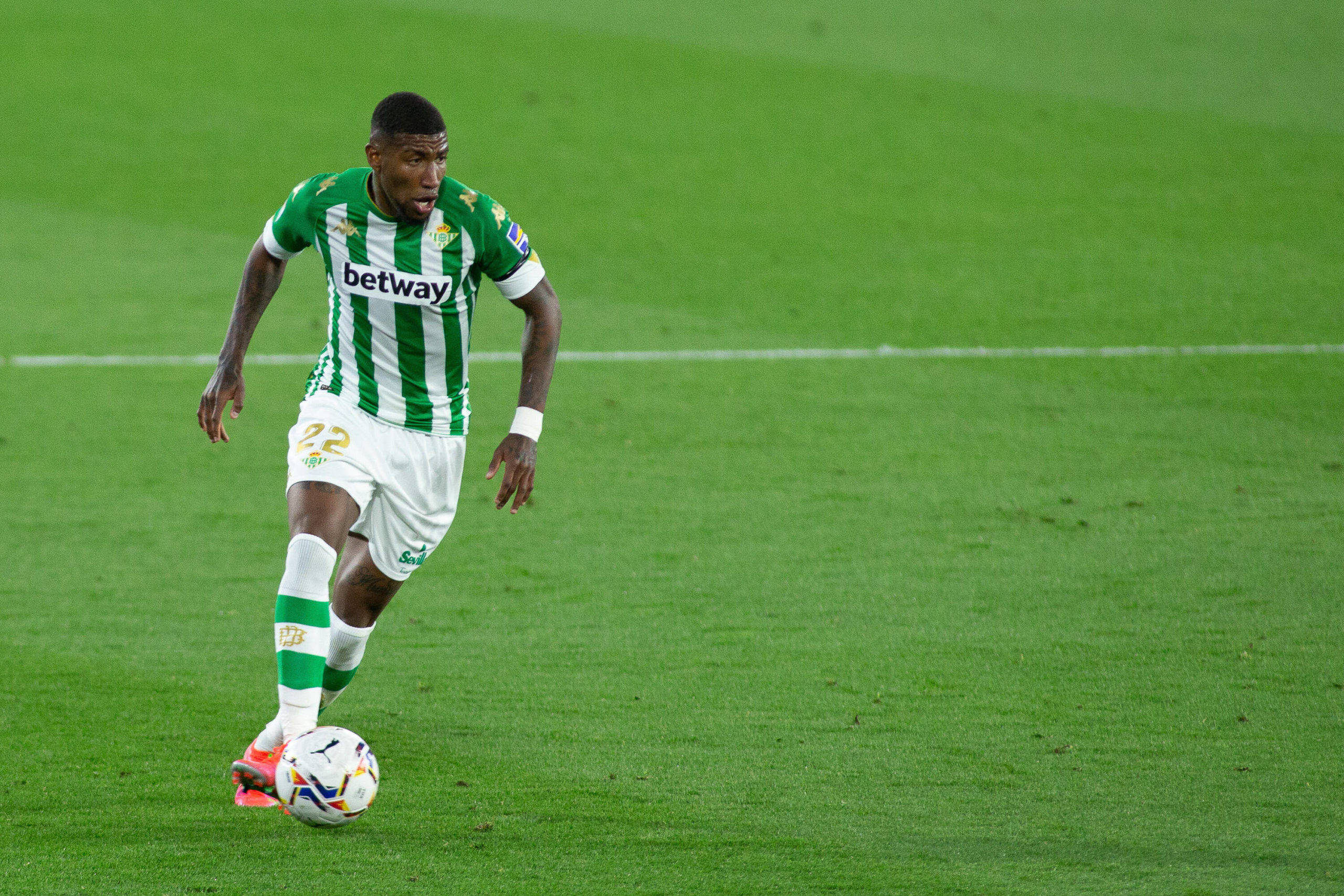 SEVILLA, SPAIN: Emerson Royal of Real Betis during LaLiga, football match played between Real Betis Balompie and Levante Union Deportiva at Benito ...