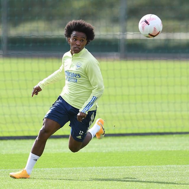 Willian in training with Arsenal (Photo via Willian on Instagram)