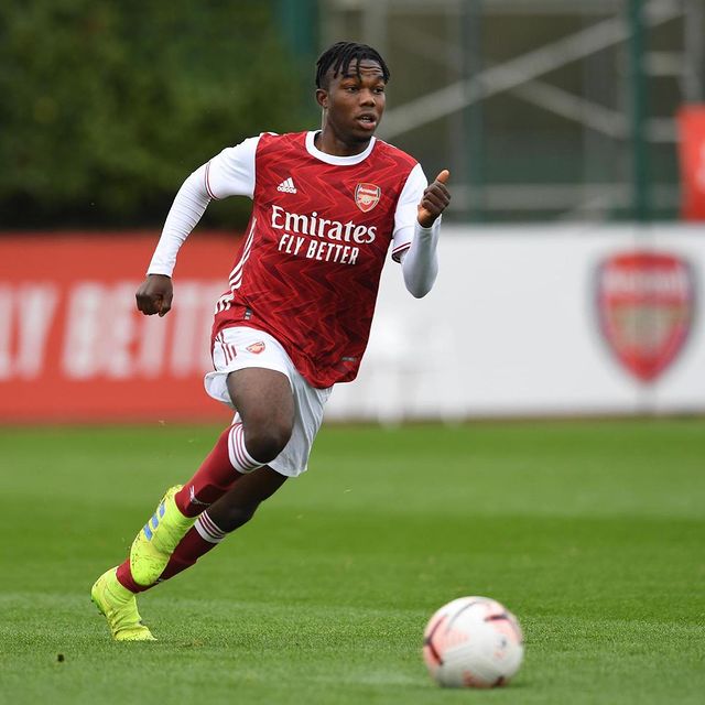 Joel Ideho with Arsenal (Photo via Ideho on Instagram)